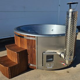 mÁlta 6 személyes integrÁlt kÁlyhÁs üvegszálas dézsafürdő thermotetővel, wellness csomagban